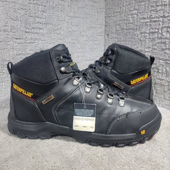 Caterpillar Threshold Mens Size 13M Black Leather Waterproof Steel Toe Work Boot - Picture 6 of 11